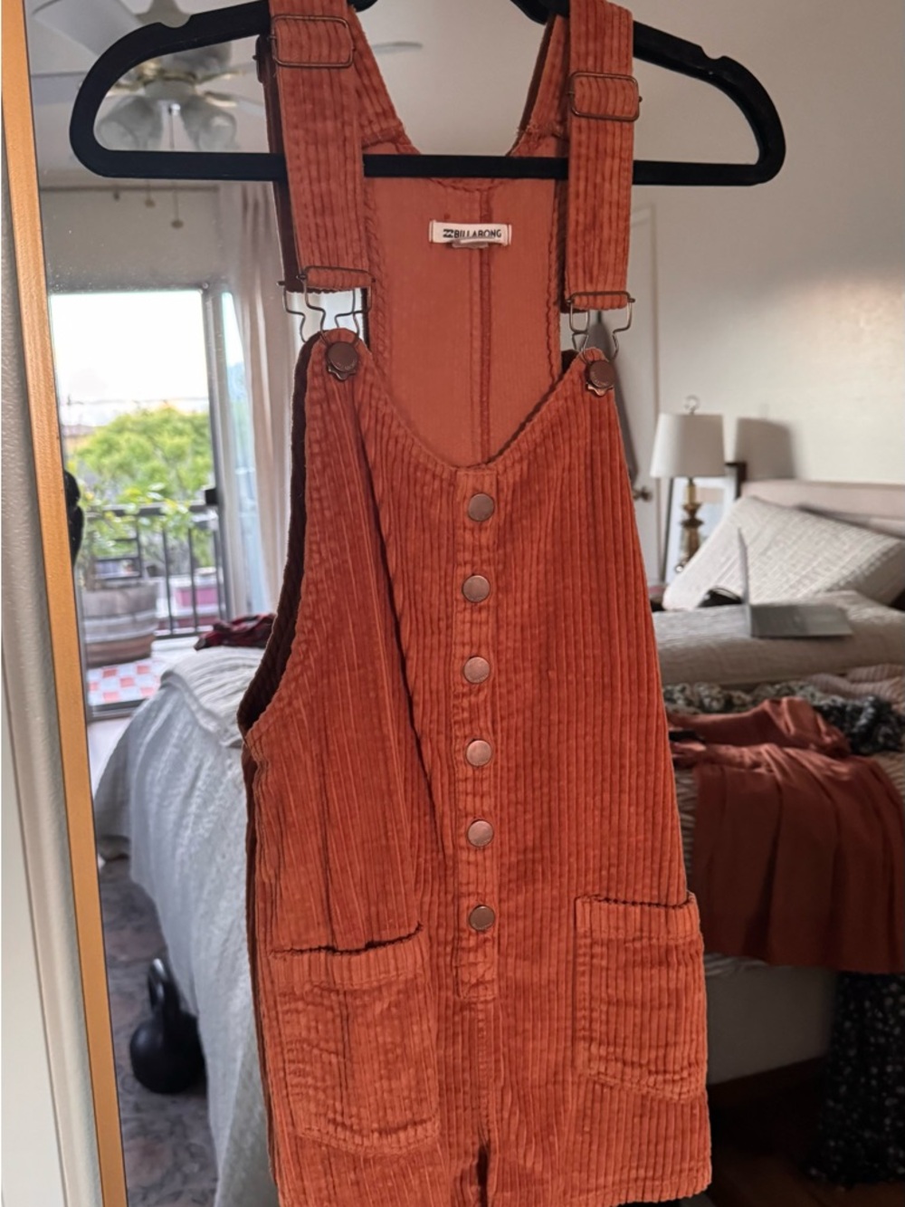 Billabong rust Corduroy Short Overalls